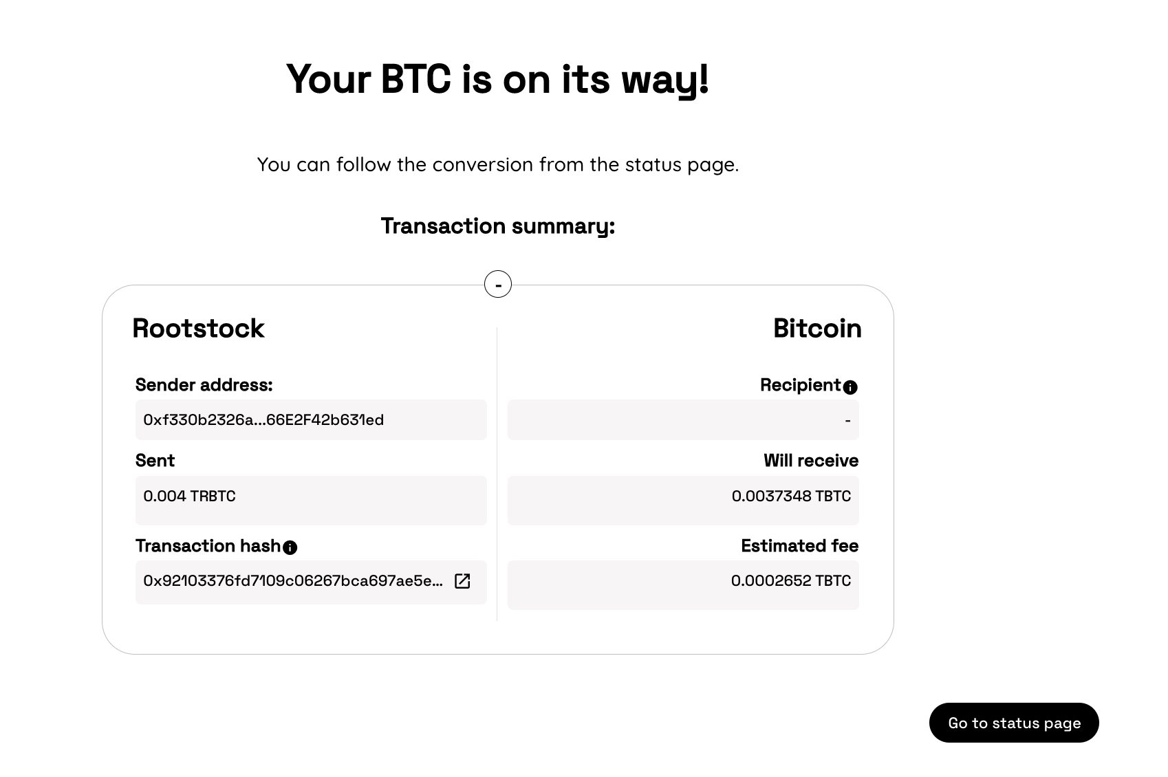 Btc is on its way